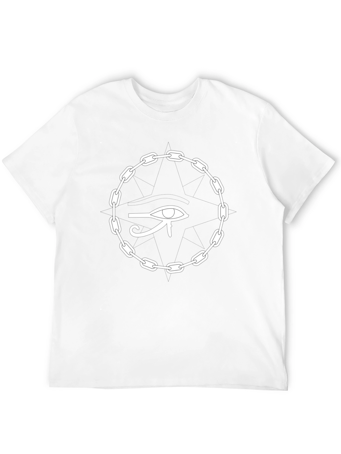 Camiseta Negra Ojo Egipcio Cadena Unisex Algodón