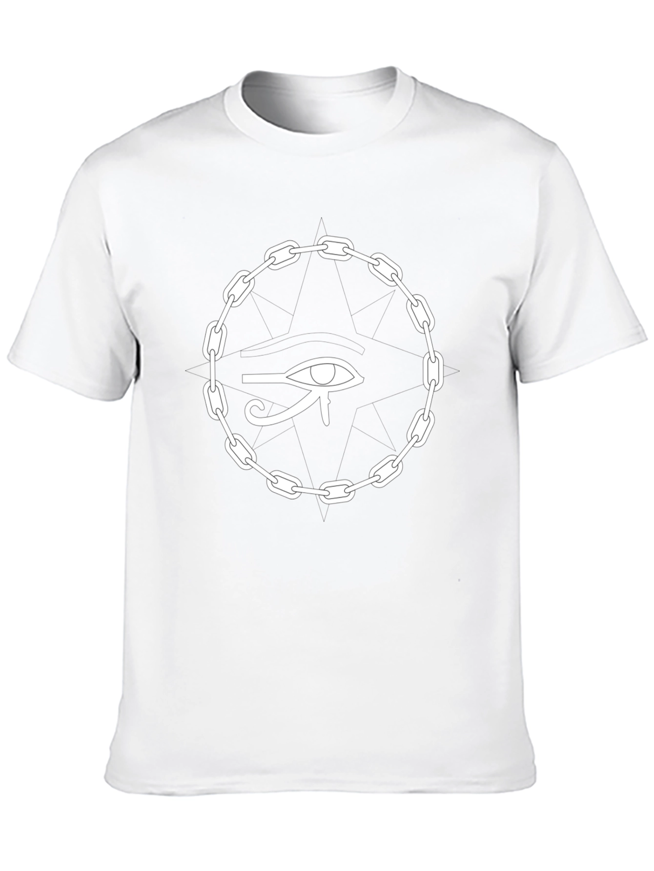 Camiseta Negra Ojo Egipcio Cadena Unisex Algodón