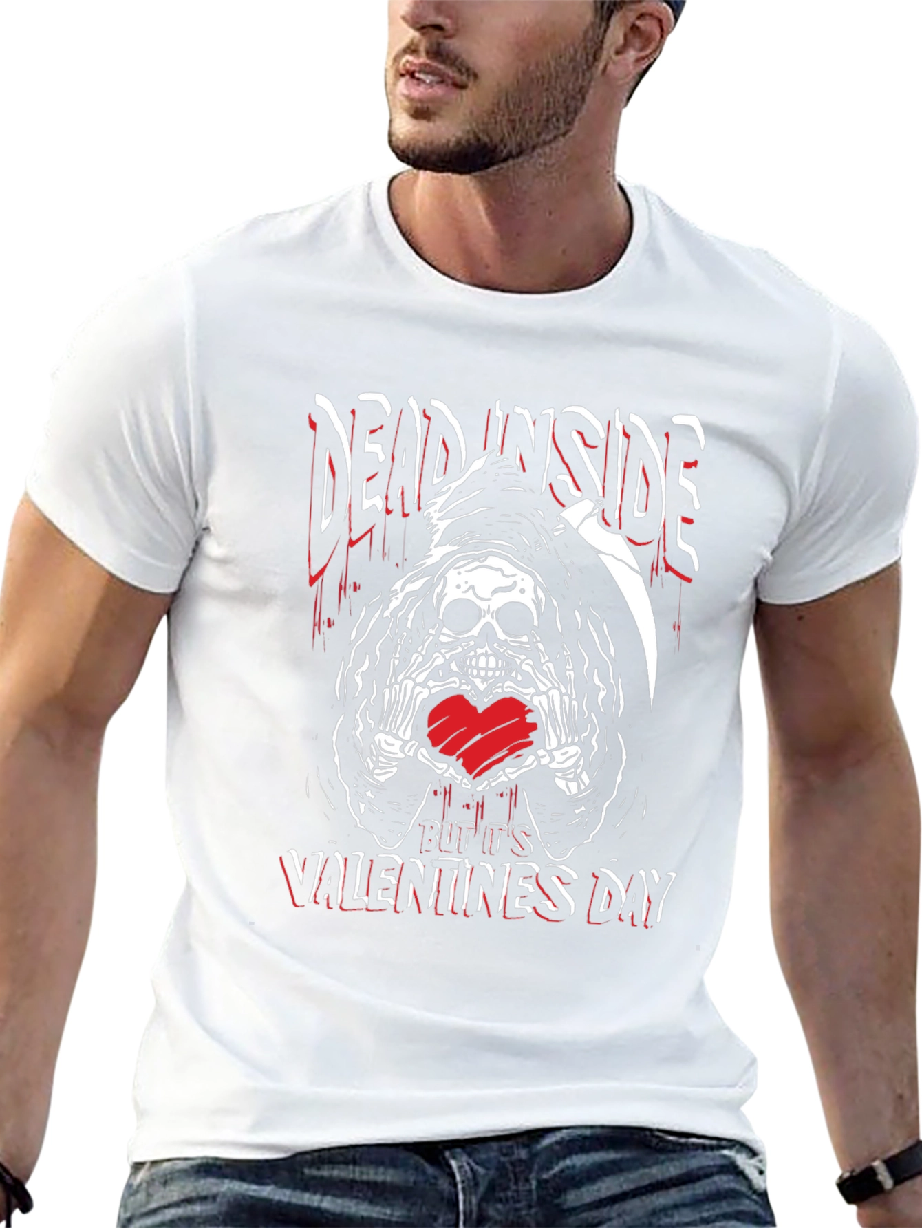 Camiseta Negra Dead Inside San Valentín con Calavera