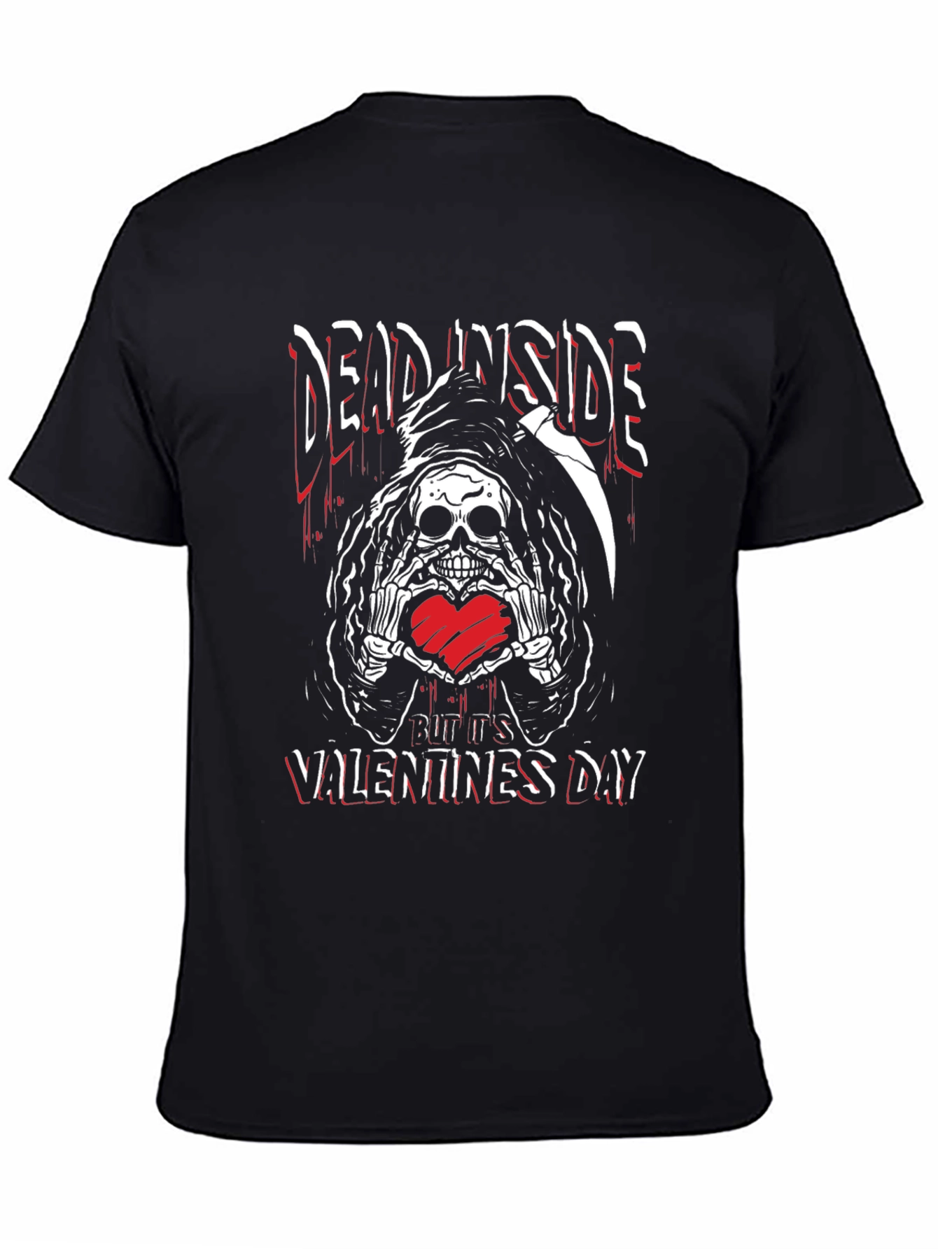 Camiseta Negra Dead Inside San Valentín con Calavera