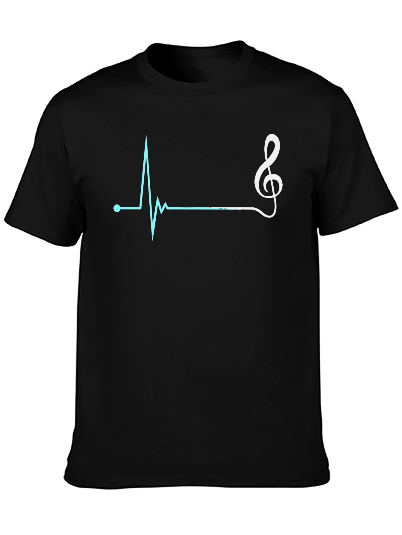 Camiseta Negra con Diseño de Ritmo Cardíaco Musical
