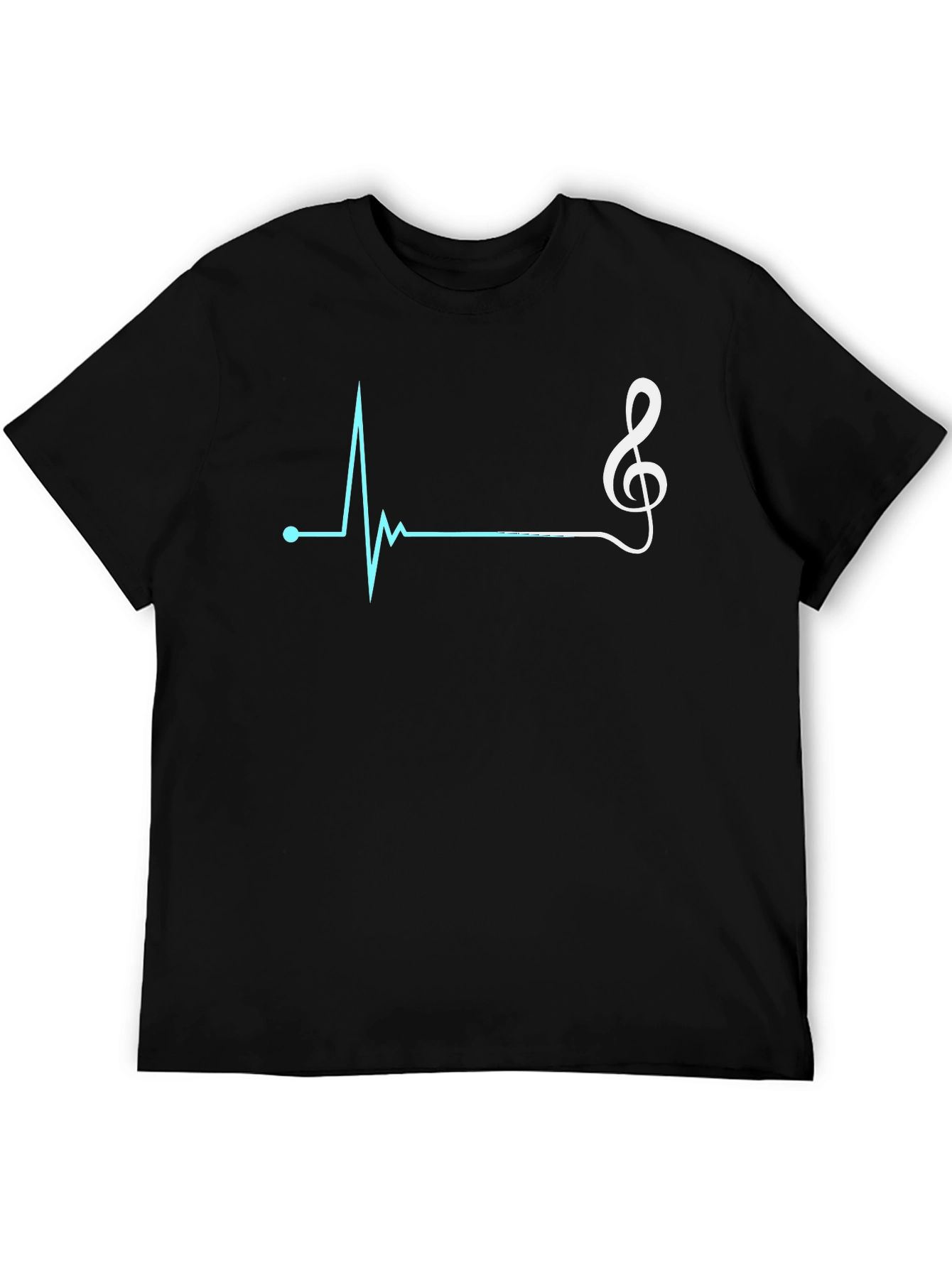 Camiseta Negra con Diseño de Ritmo Cardíaco Musical