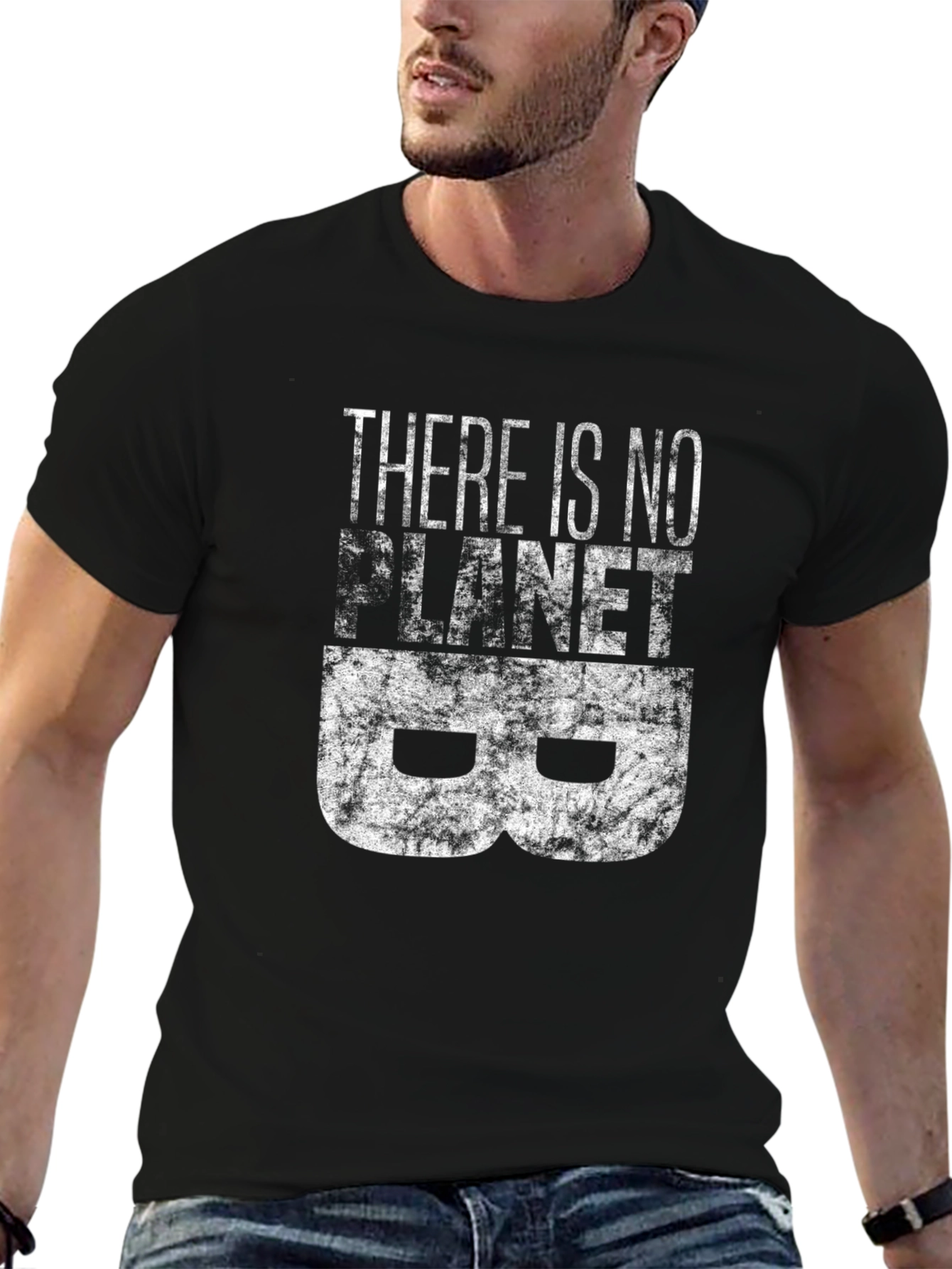 Camiseta Negra con Estampado No hay Planeta B