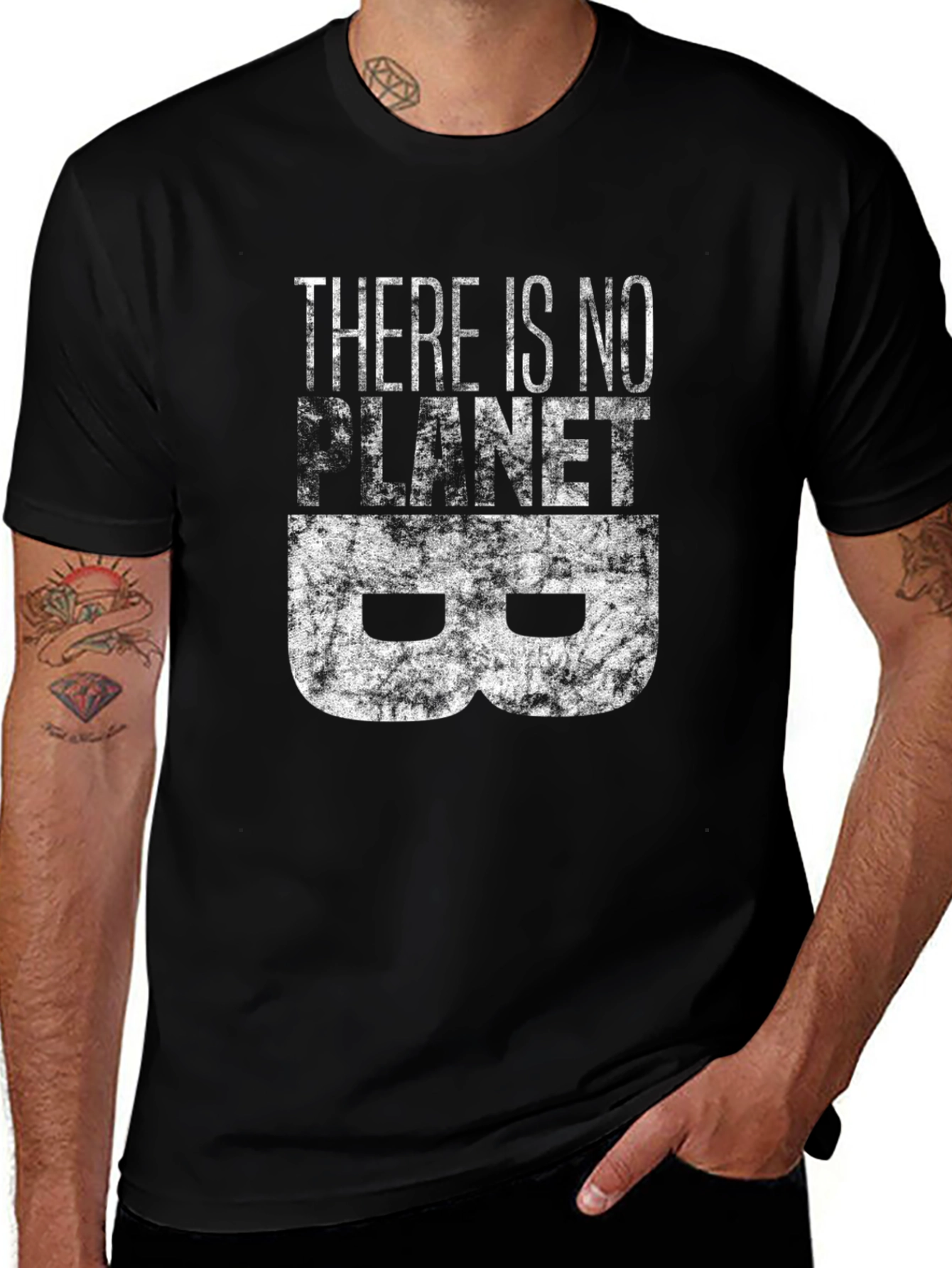 Camiseta Negra con Estampado No hay Planeta B