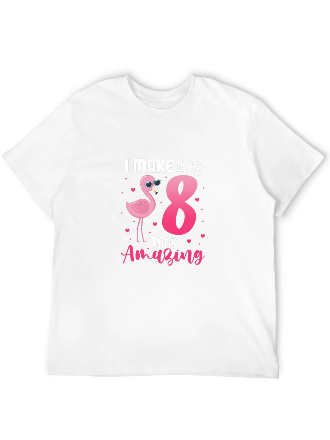 Camiseta Negra: Cumpleaños 8 Flamingo