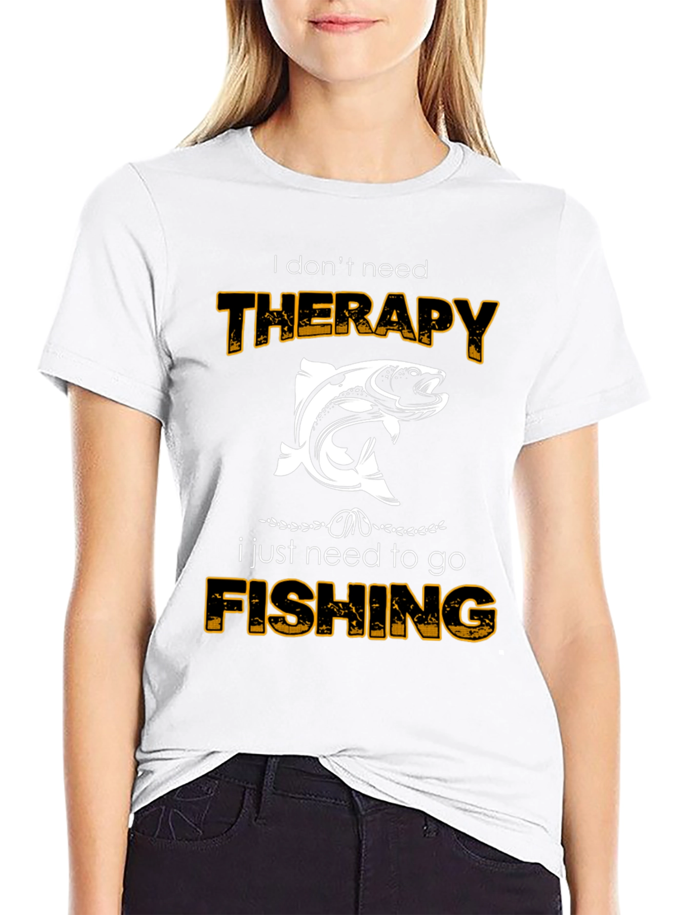 Camiseta Negra: Terapia de Pesca