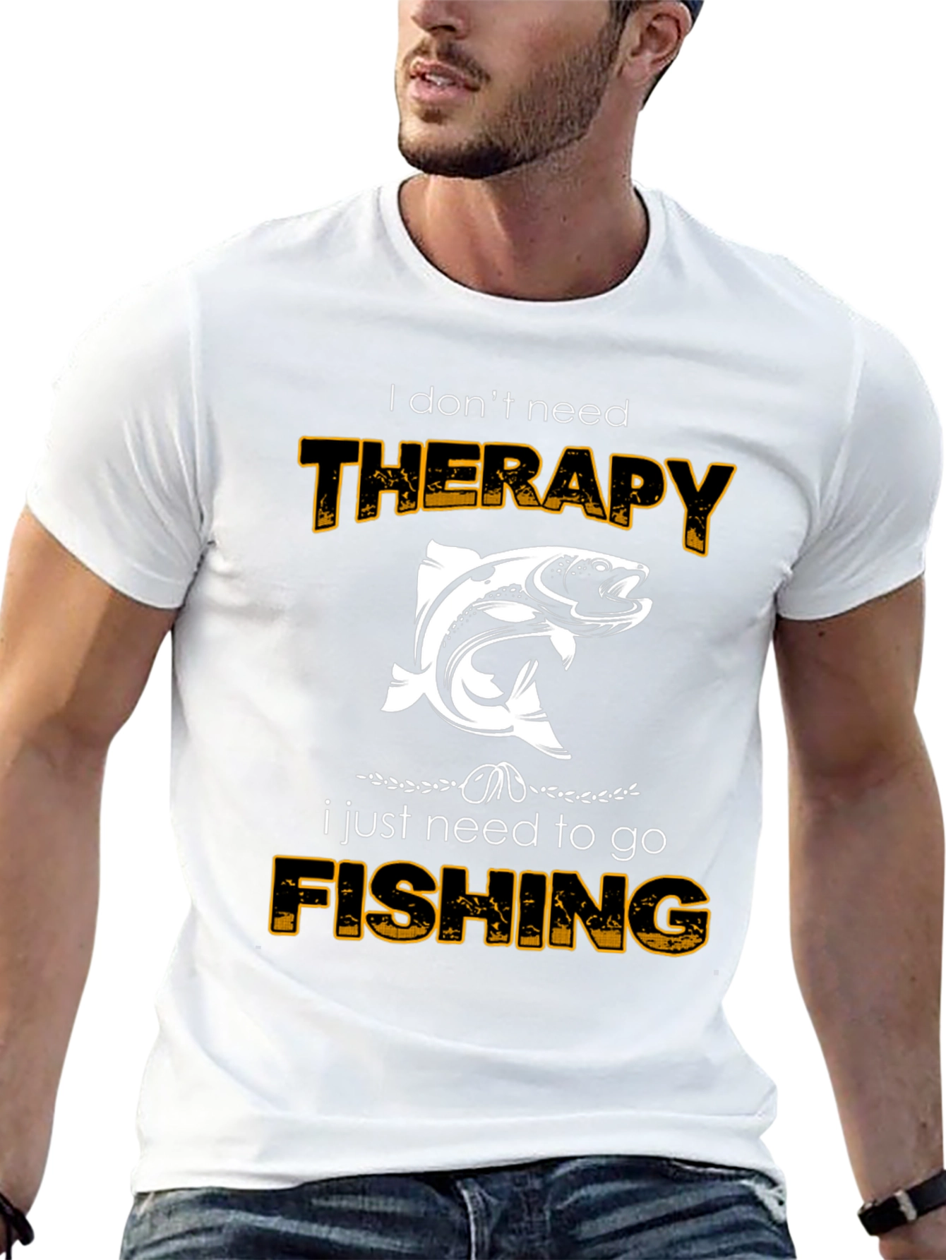 Camiseta Negra: Terapia de Pesca