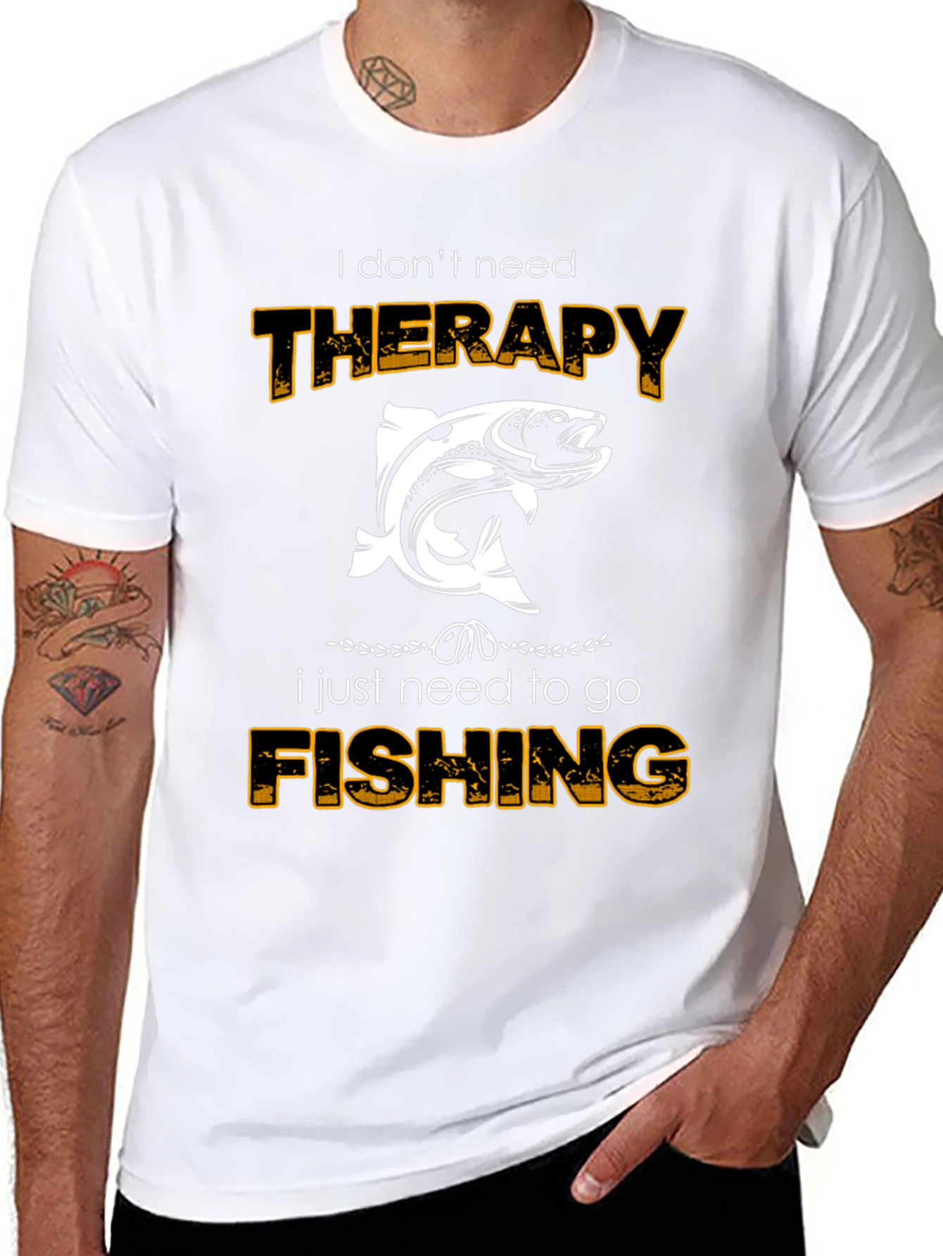 Camiseta Negra: Terapia de Pesca