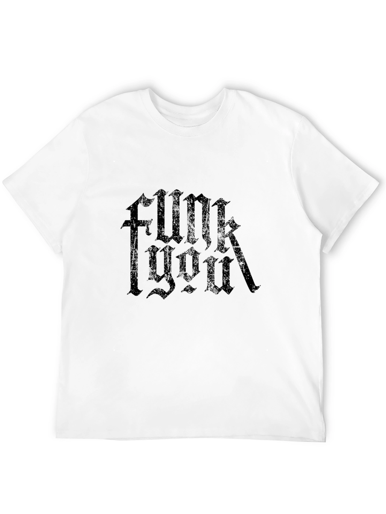 Camiseta Negra con Estampado Gótico Funk You