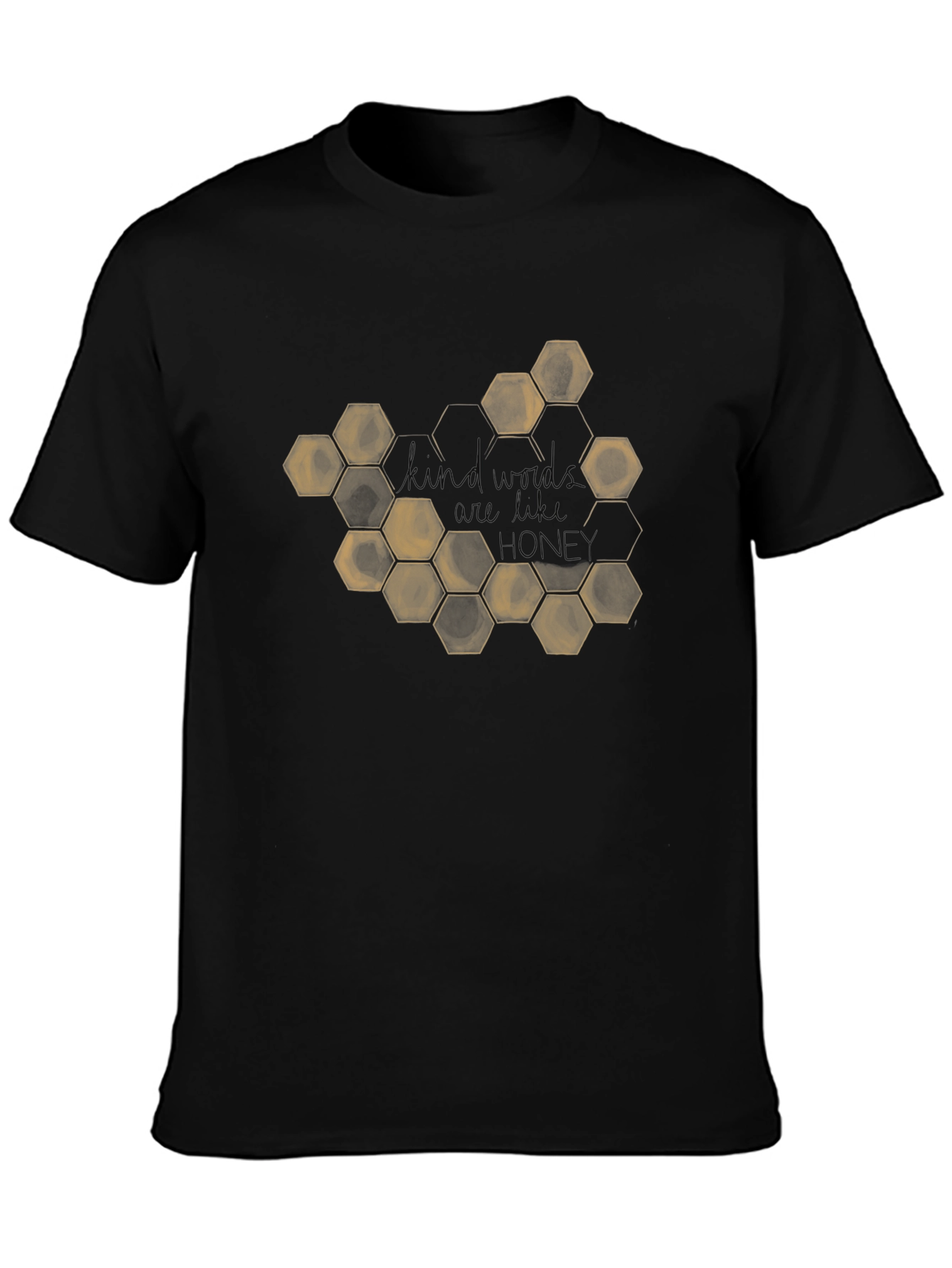 Camiseta Negra con Diseño de Panal y Frase Motivacional