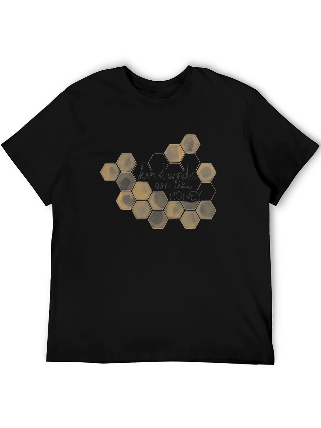 Camiseta Negra con Diseño de Panal y Frase Motivacional