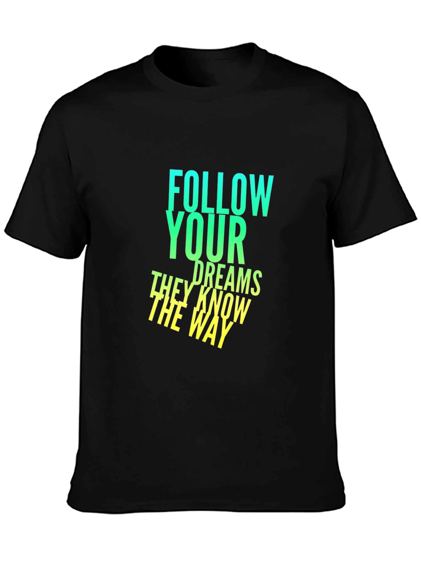 Camiseta Negra con Diseño Inspirador: Sigue Tus Sueños