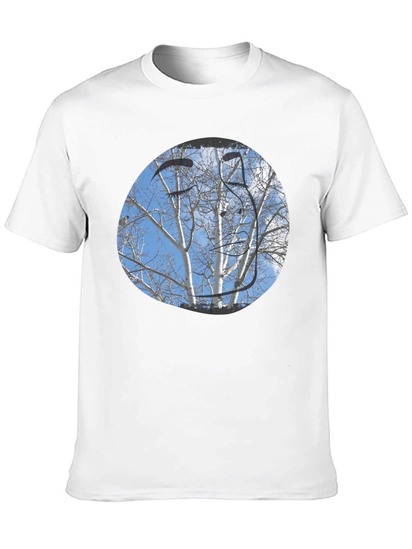 Camiseta Negra con Diseño de Árboles Invernales