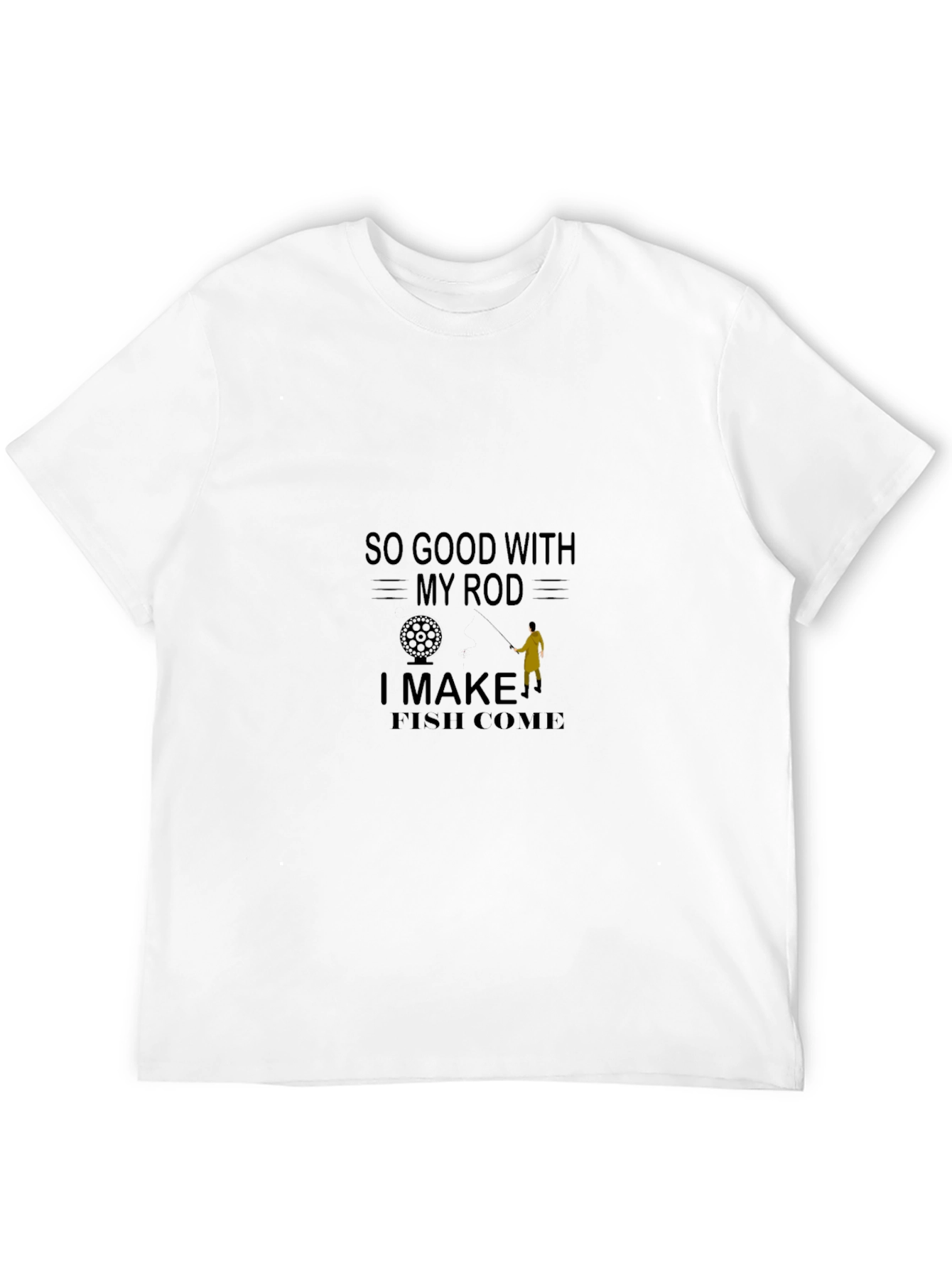 Camiseta negra con diseño de pesca humorístico