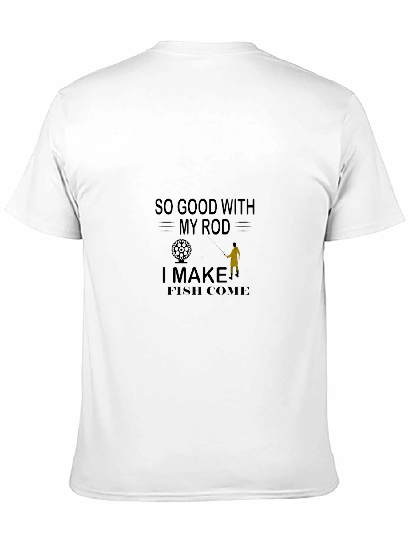 Camiseta negra con diseño de pesca humorístico