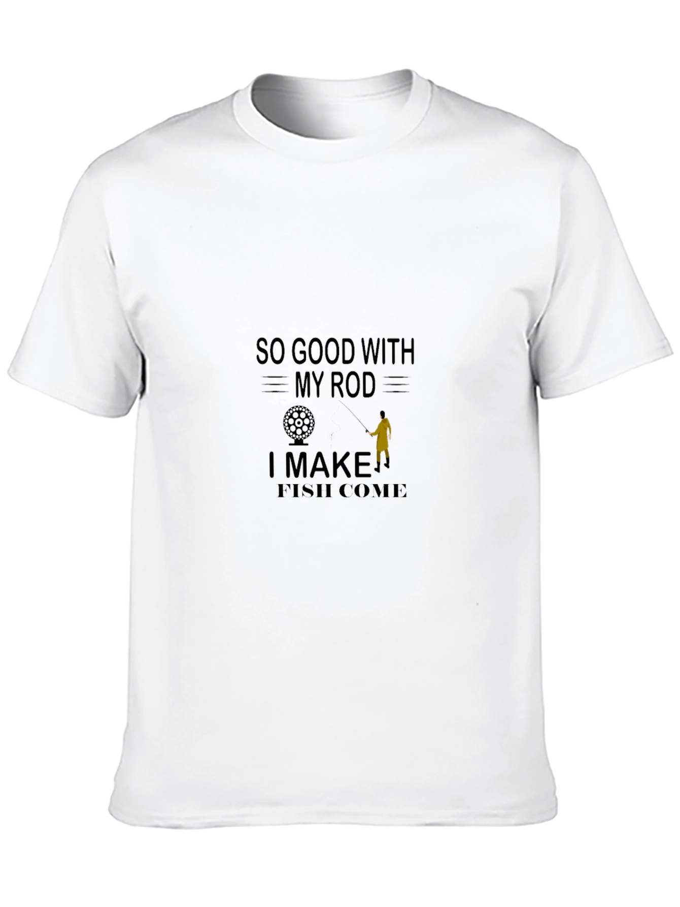 Camiseta negra con diseño de pesca humorístico
