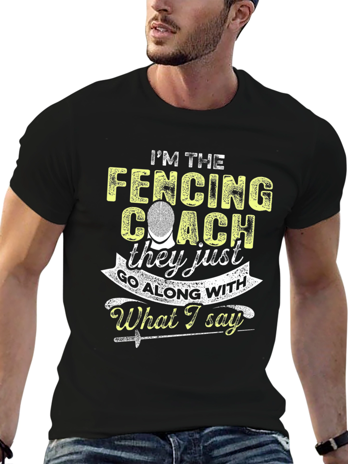 Camiseta Negra Soy el Entrenador de Esgrima