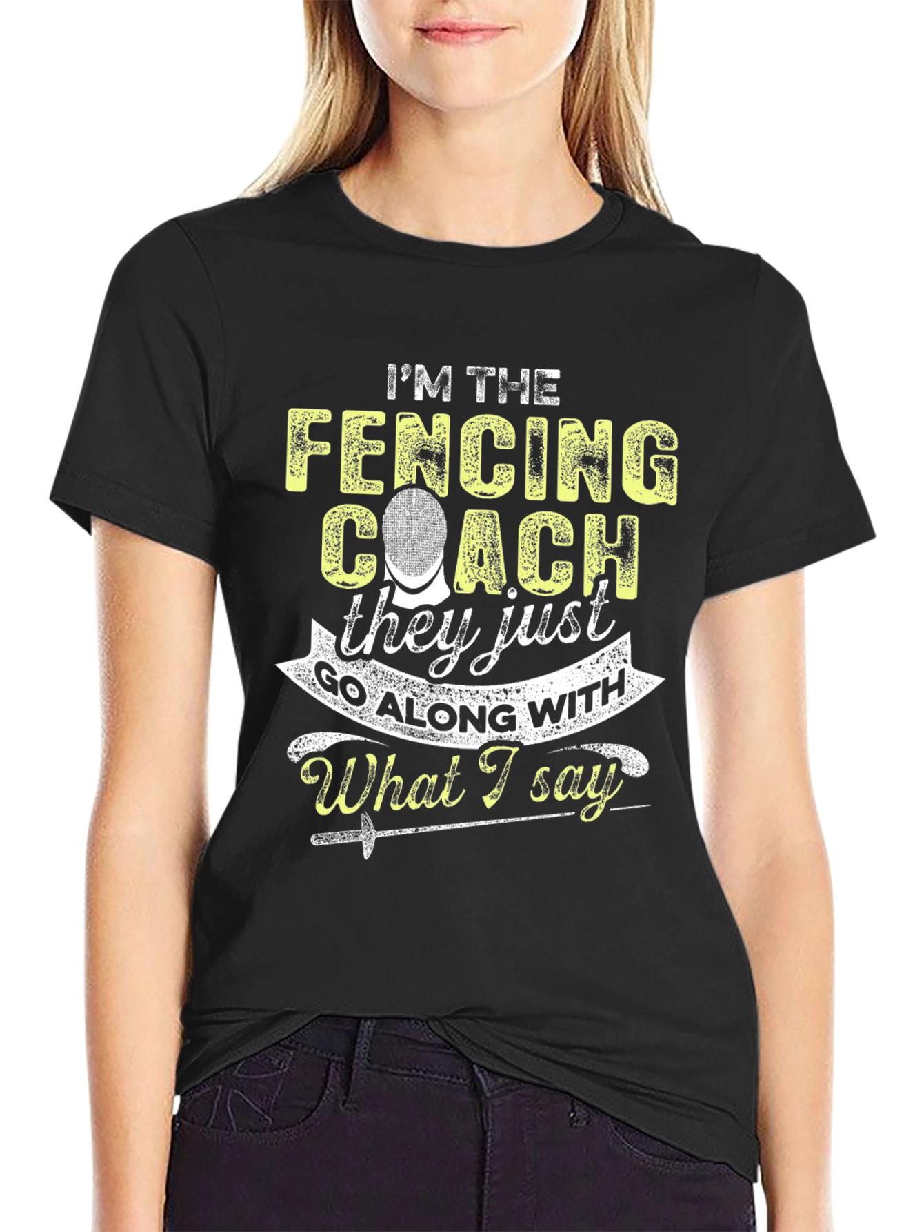 Camiseta Negra Soy el Entrenador de Esgrima