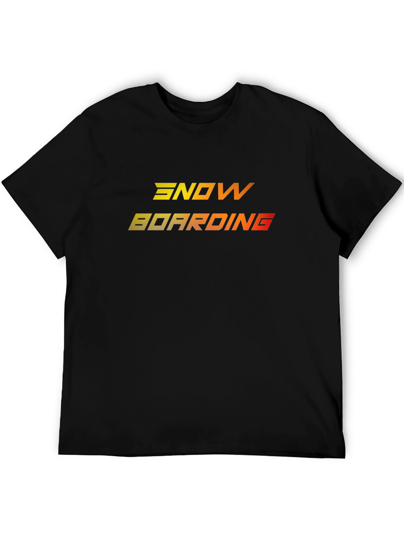 Camiseta Negra Snowboarding Degradado Naranja Amarillo