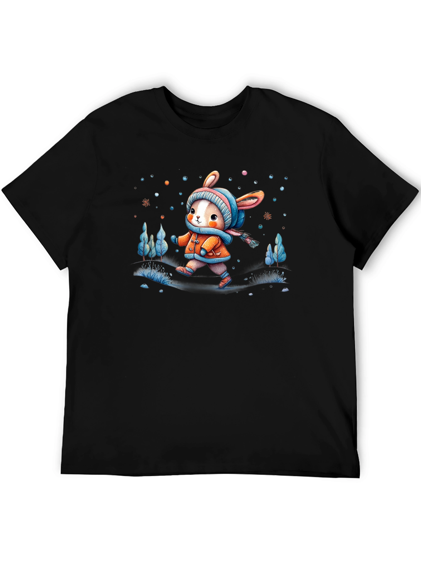 Camiseta Negra Conejito Invernal Infantil