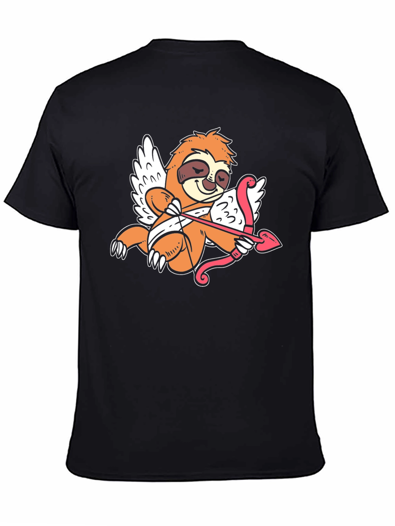 Camiseta Negra con Diseño de Cupido Perezoso