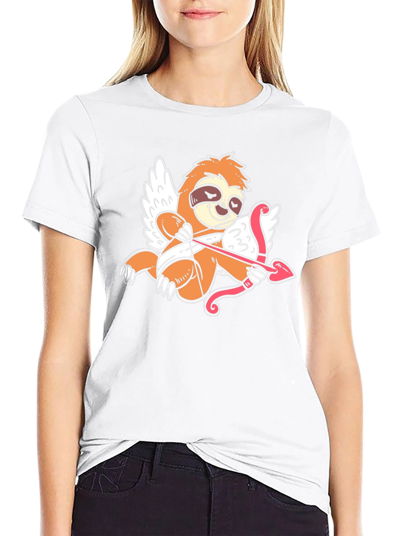 Camiseta Negra con Diseño de Cupido Perezoso