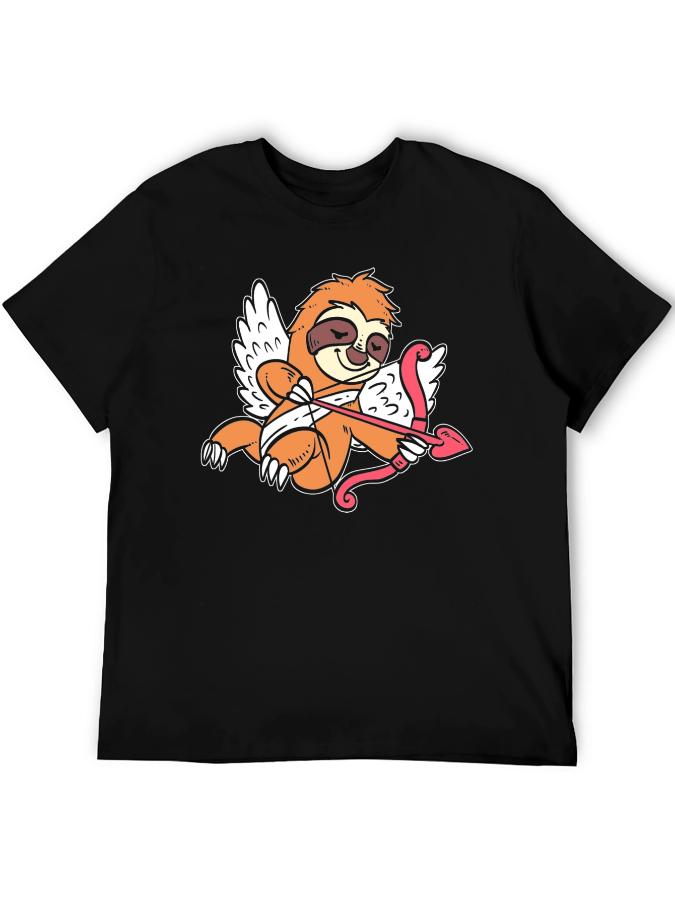 Camiseta Negra con Diseño de Cupido Perezoso