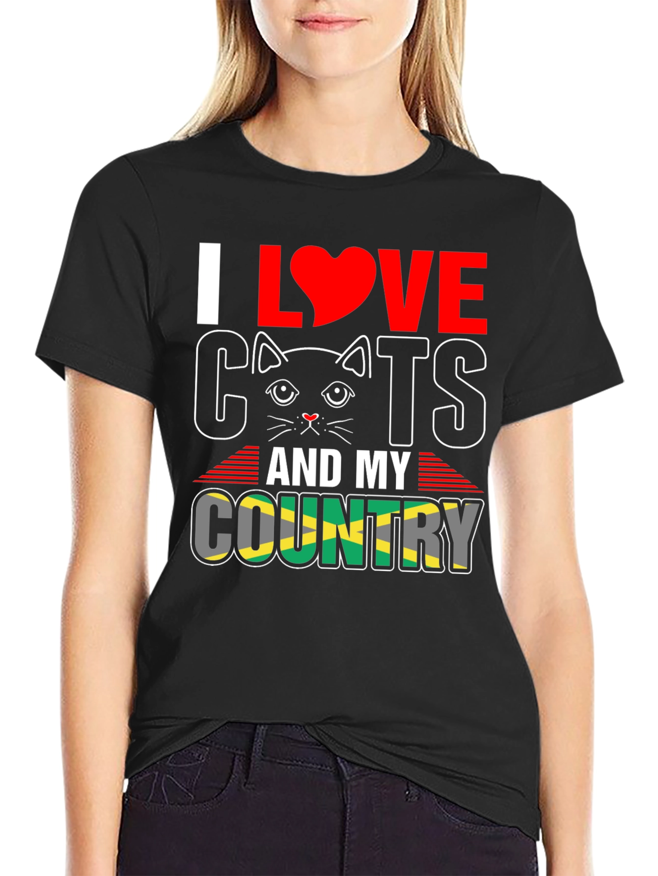 Camiseta Hombre Amo los Gatos y mi País Jamaica
