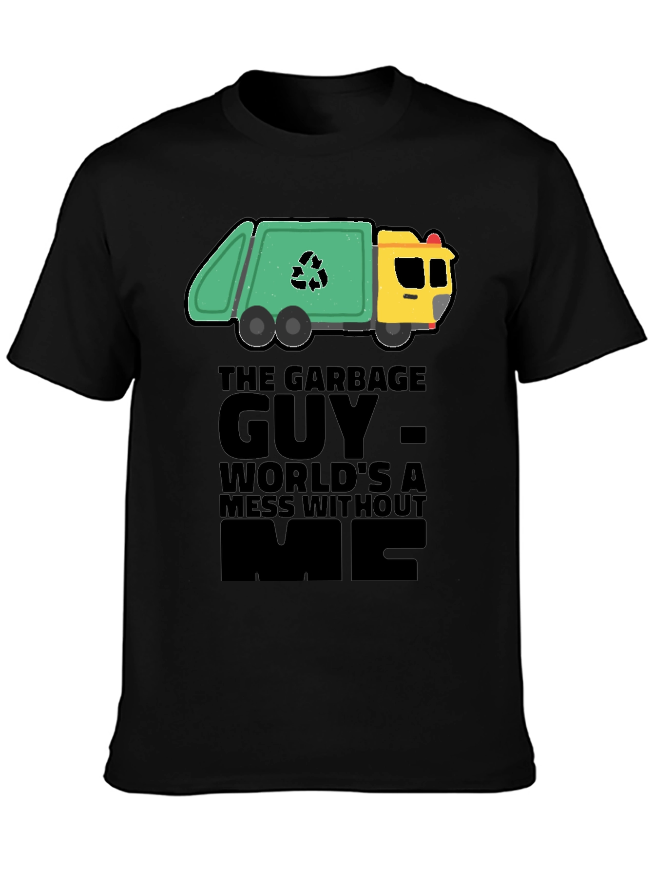 Camiseta Negra con Diseño de Camión de Basura