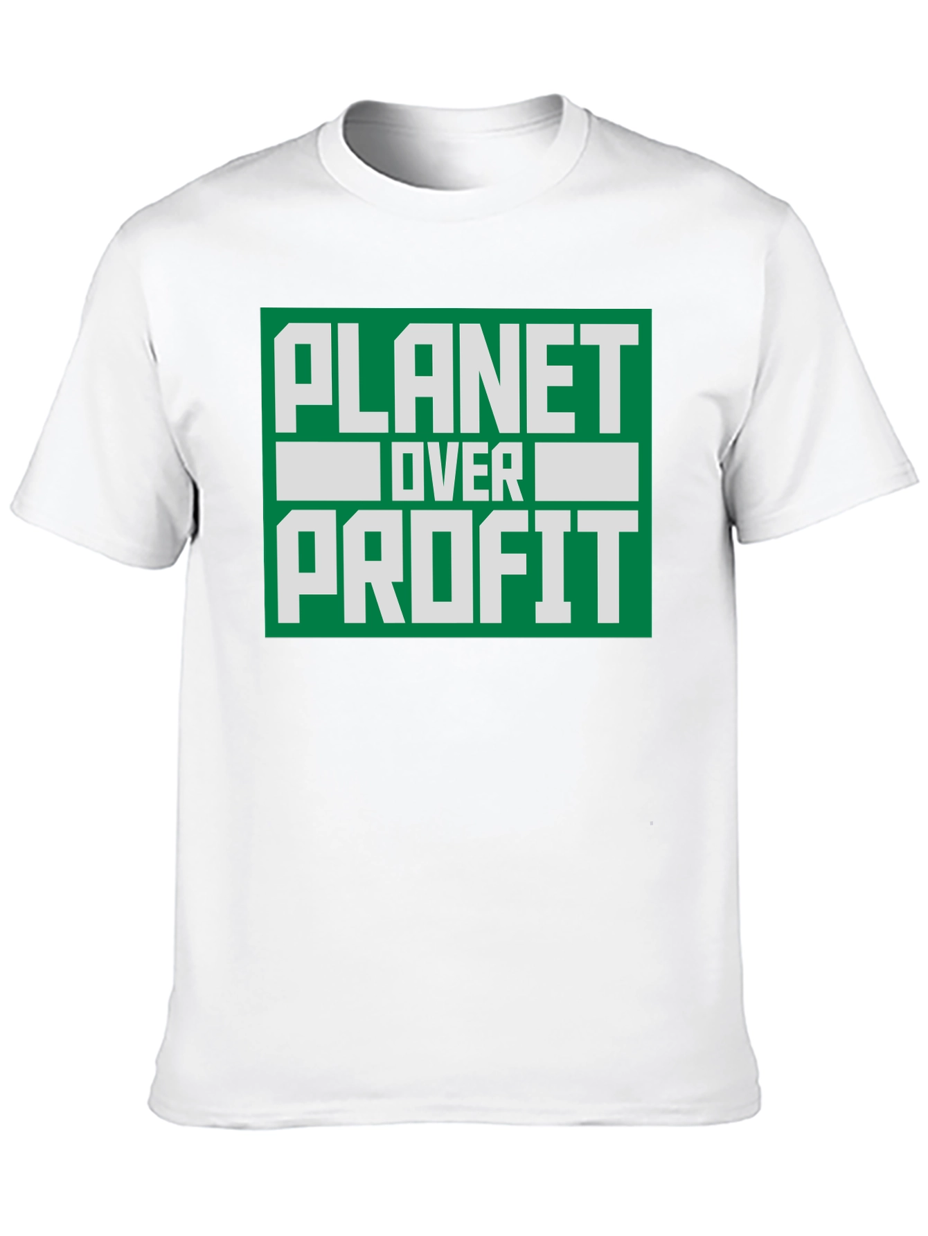 Camiseta Negra Planeta Sobre Ganancia - Conciencia Ambiental