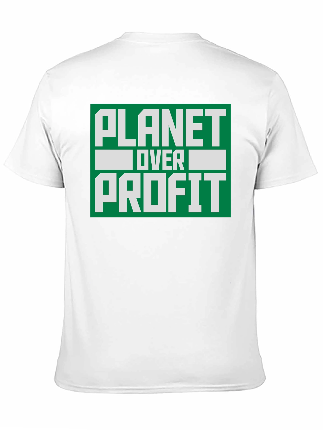 Camiseta Negra Planeta Sobre Ganancia - Conciencia Ambiental