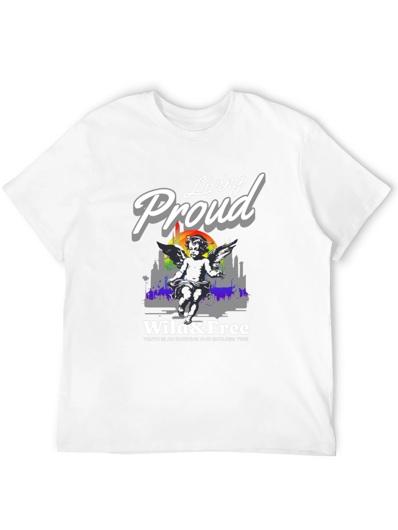 Camiseta Negra Living Proud Ángel y Libertad