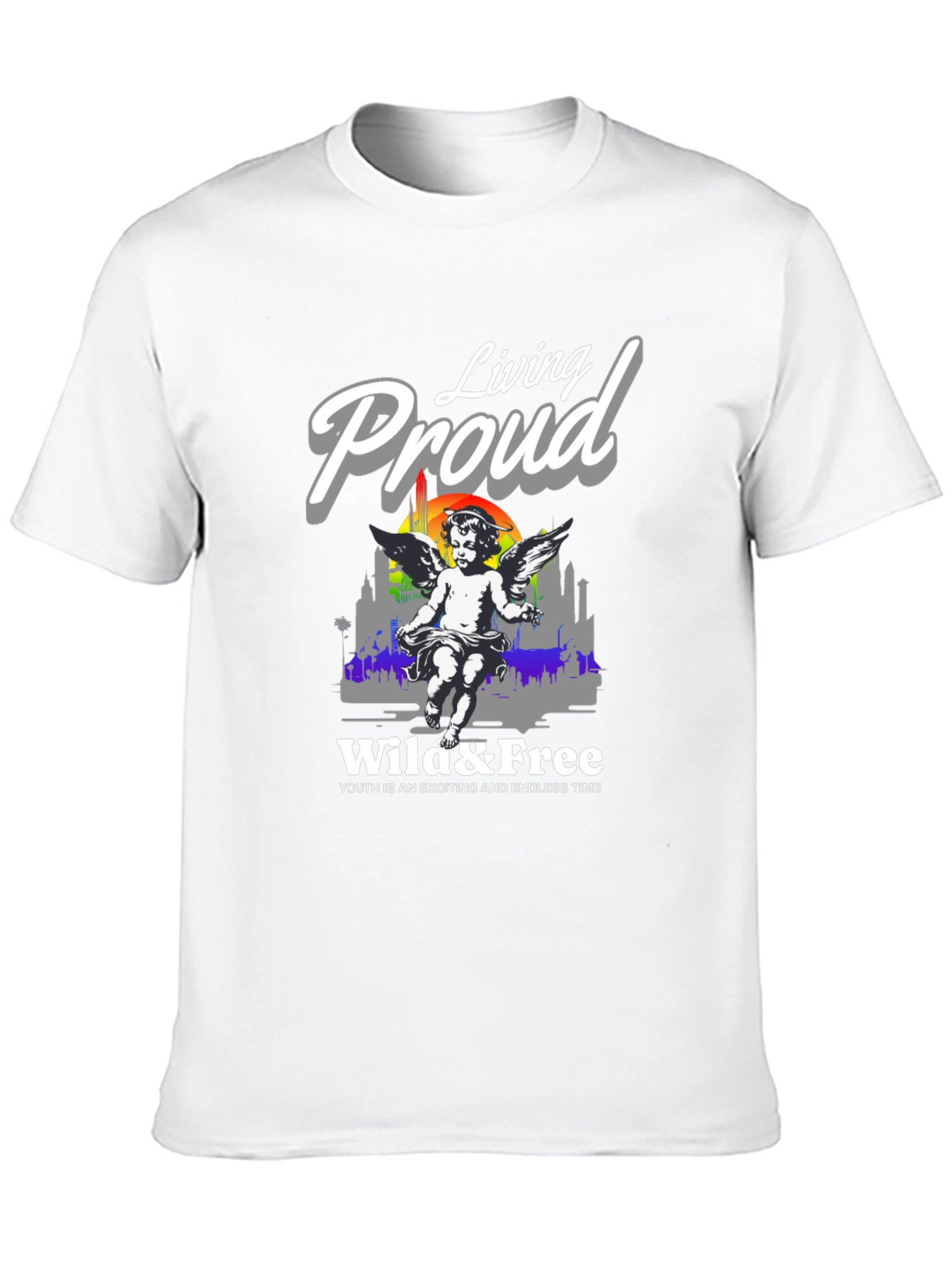 Camiseta Negra Living Proud Ángel y Libertad