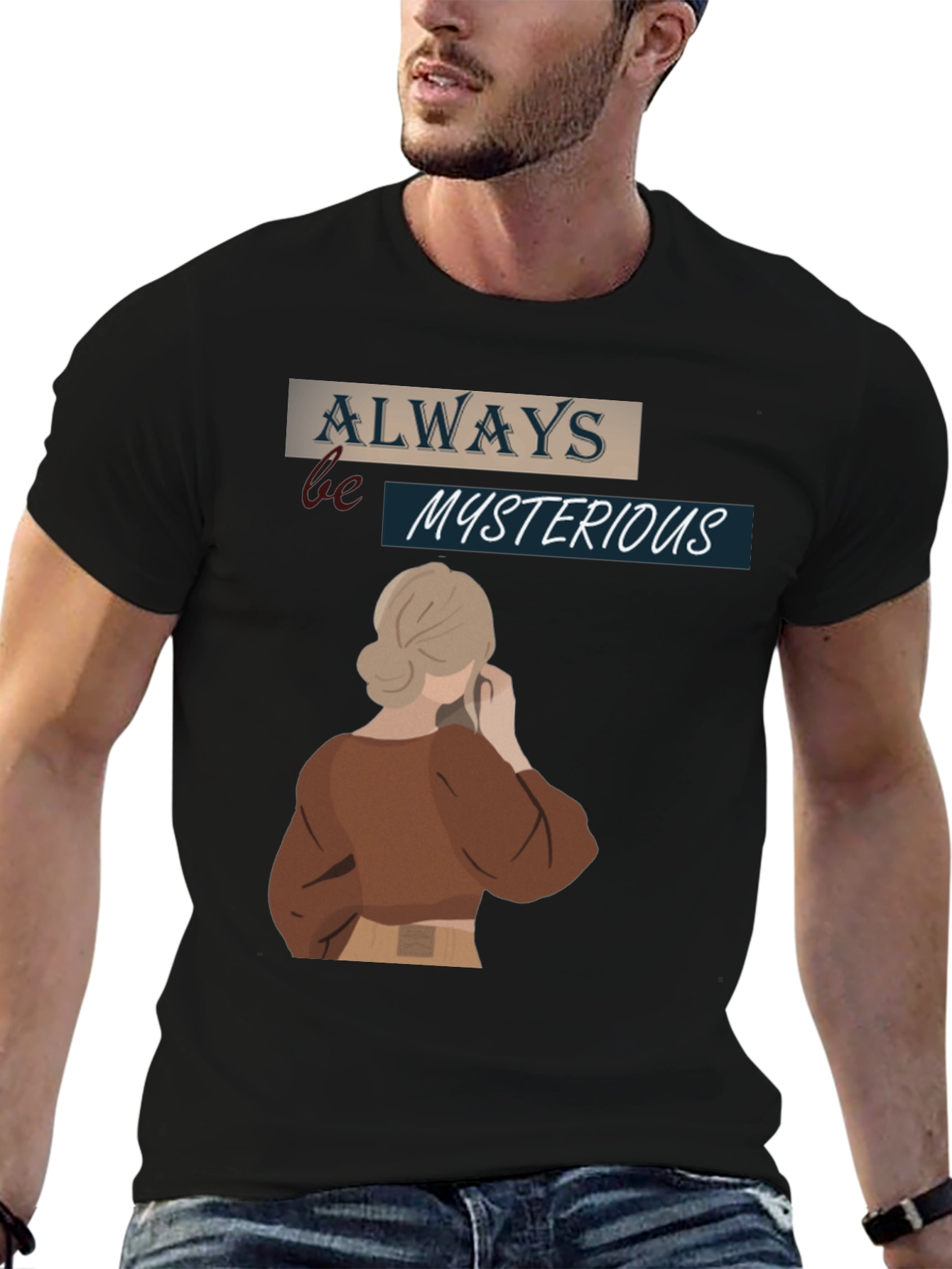 Camiseta Negra Siempre Misteriosa para Hombre