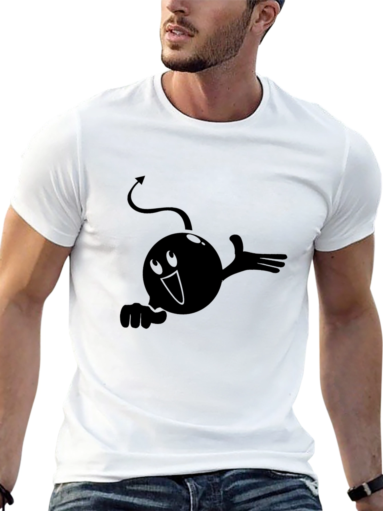 Camiseta Negra con Diseño Gráfico Diabólico