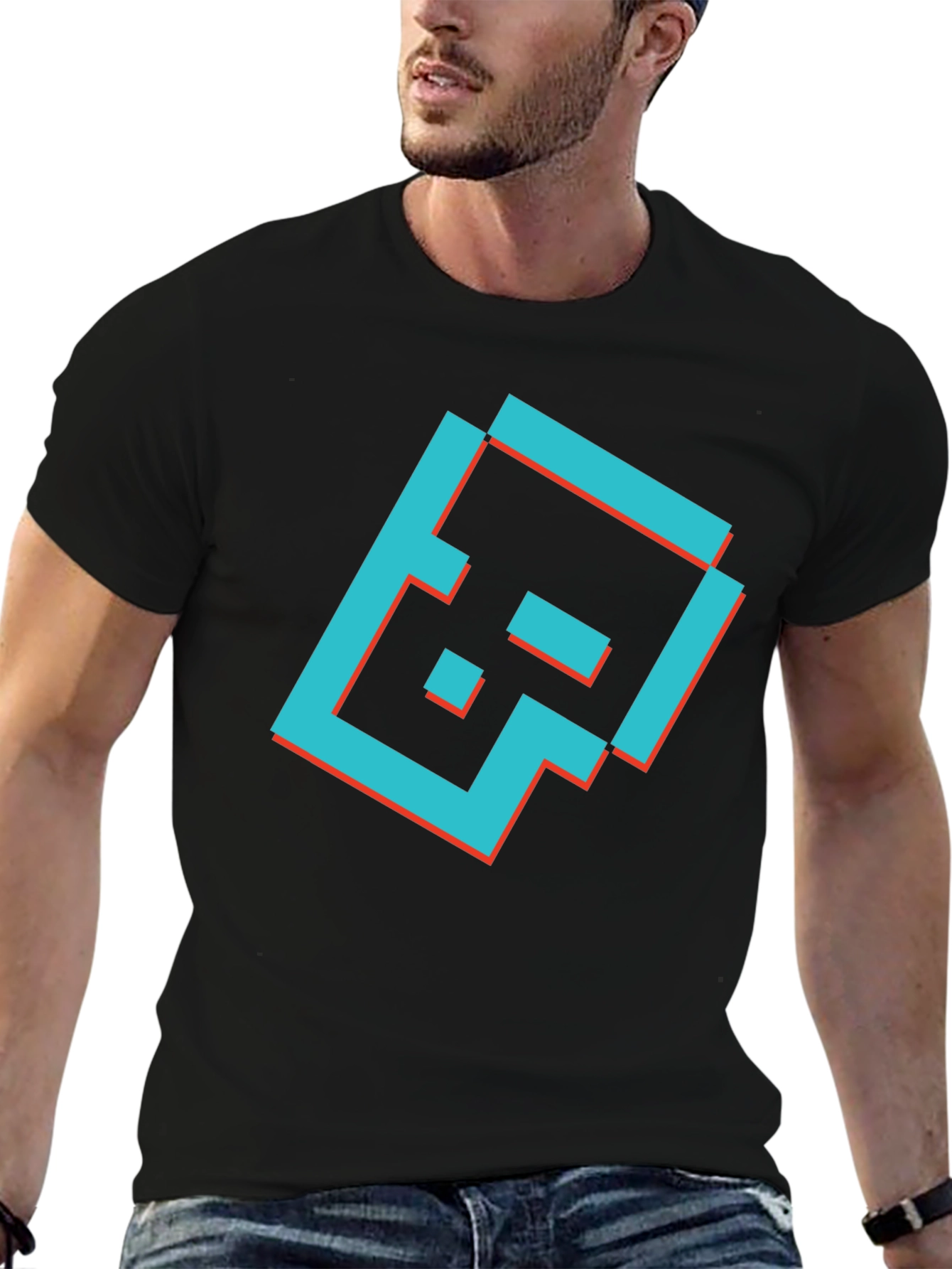 Camiseta Negra con Diseño Gráfico Retro
