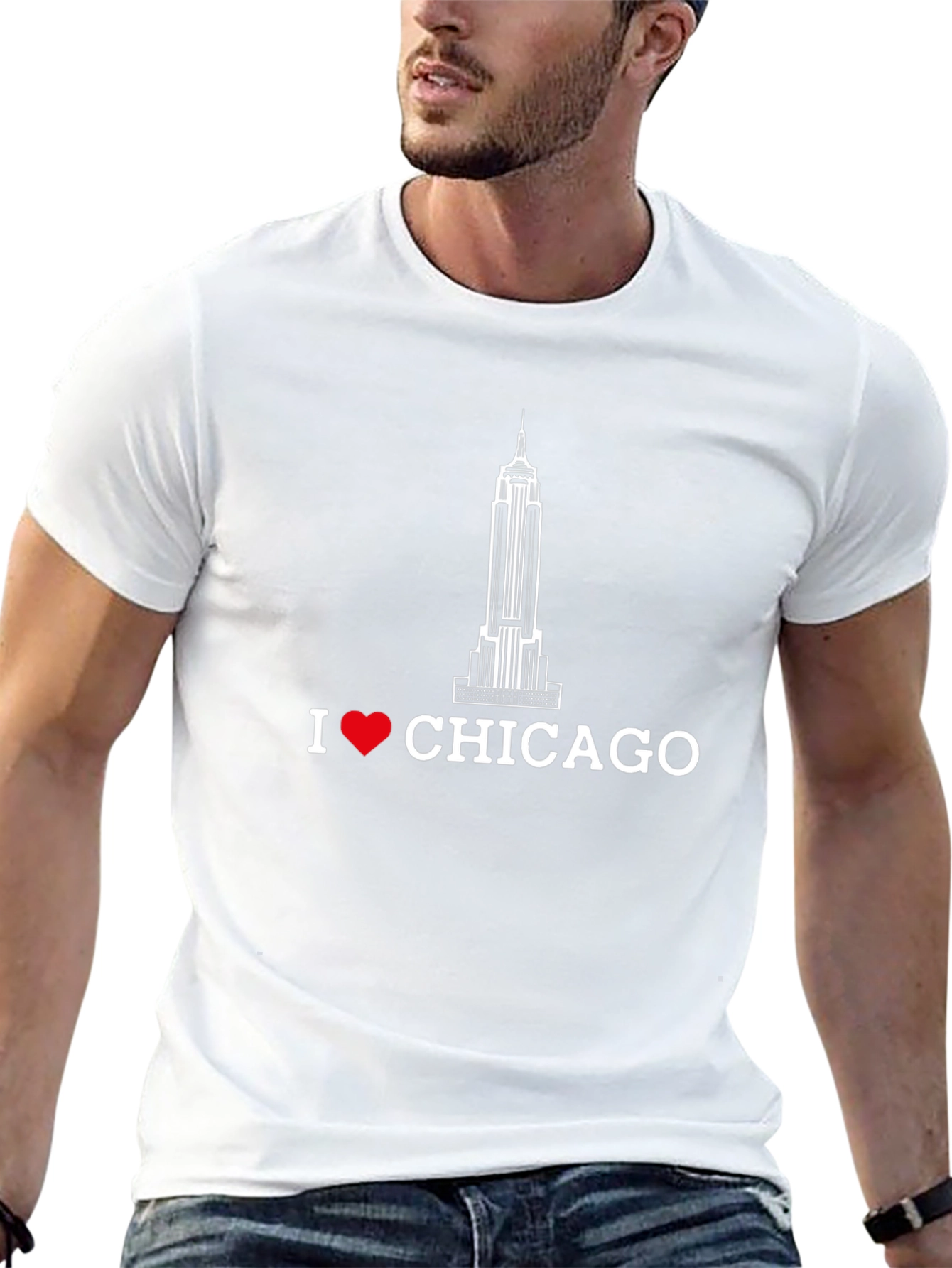 Camiseta Negra I ❤️ CHICAGO Edificio Icónico