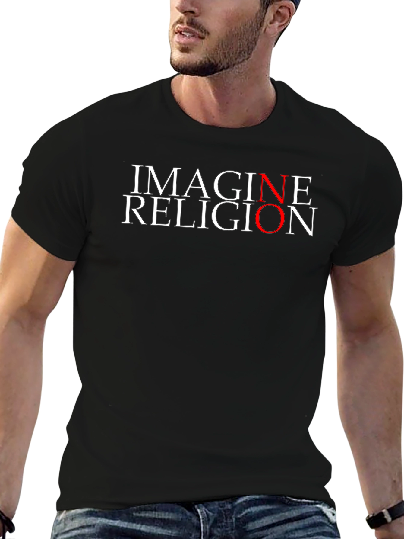 Camiseta Negra IMAGINE RELIGION para Hombre