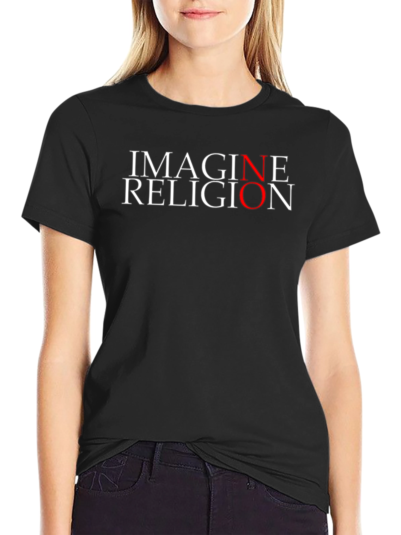 Camiseta Negra IMAGINE RELIGION para Hombre