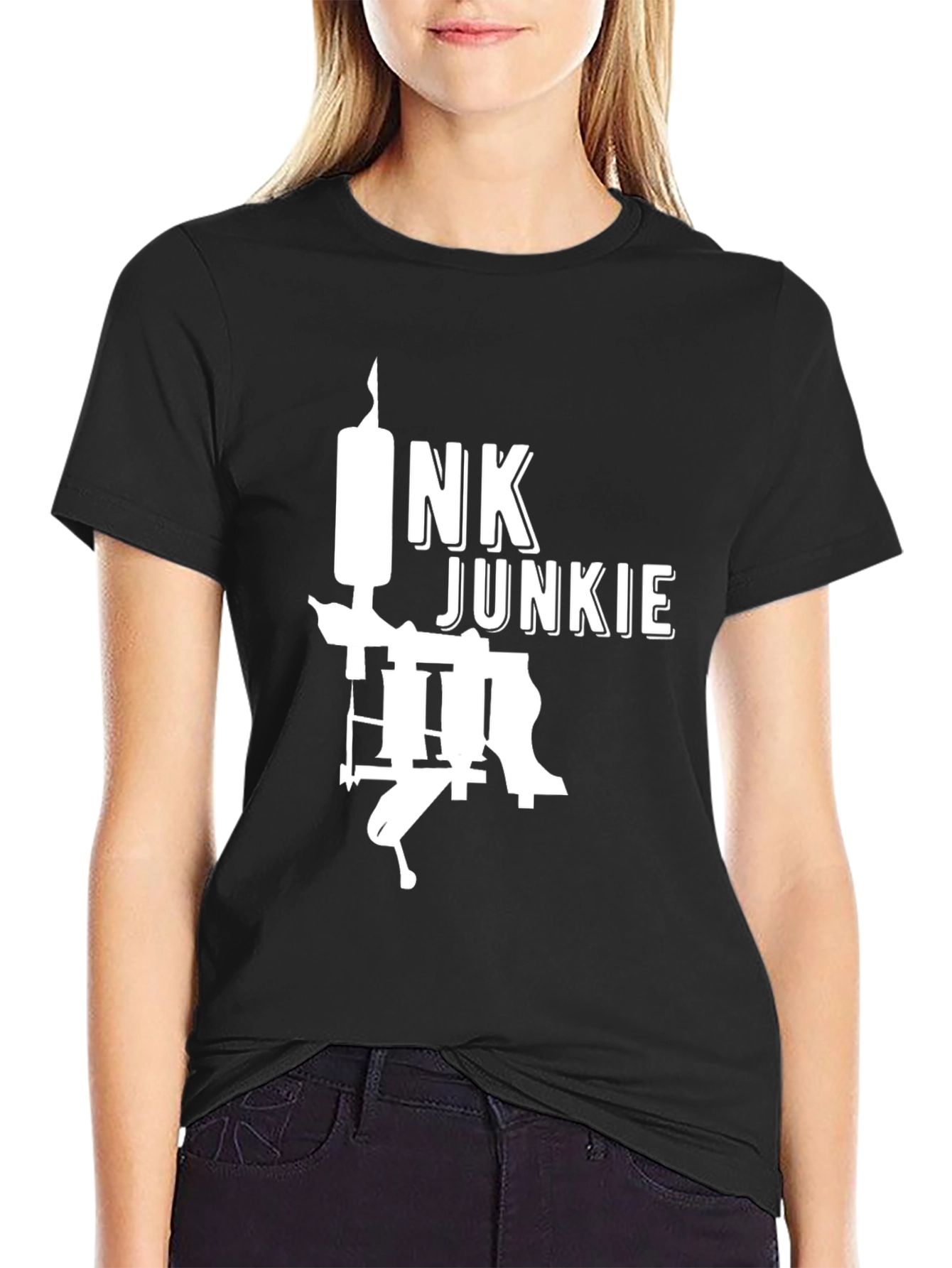 Camiseta Negra Ink Junkie para Amantes del Tatuaje