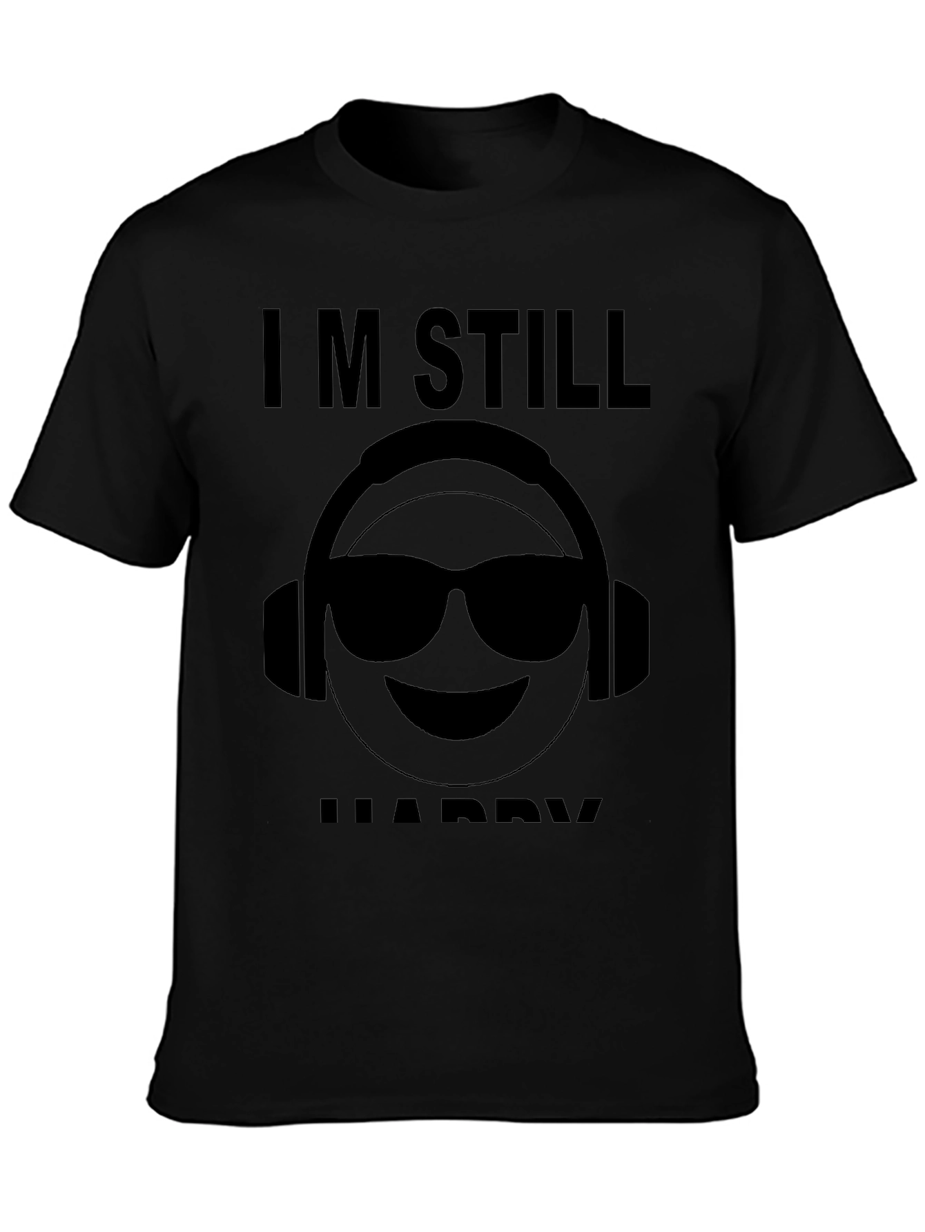 Camiseta Negra Im Still Happy con Emoji