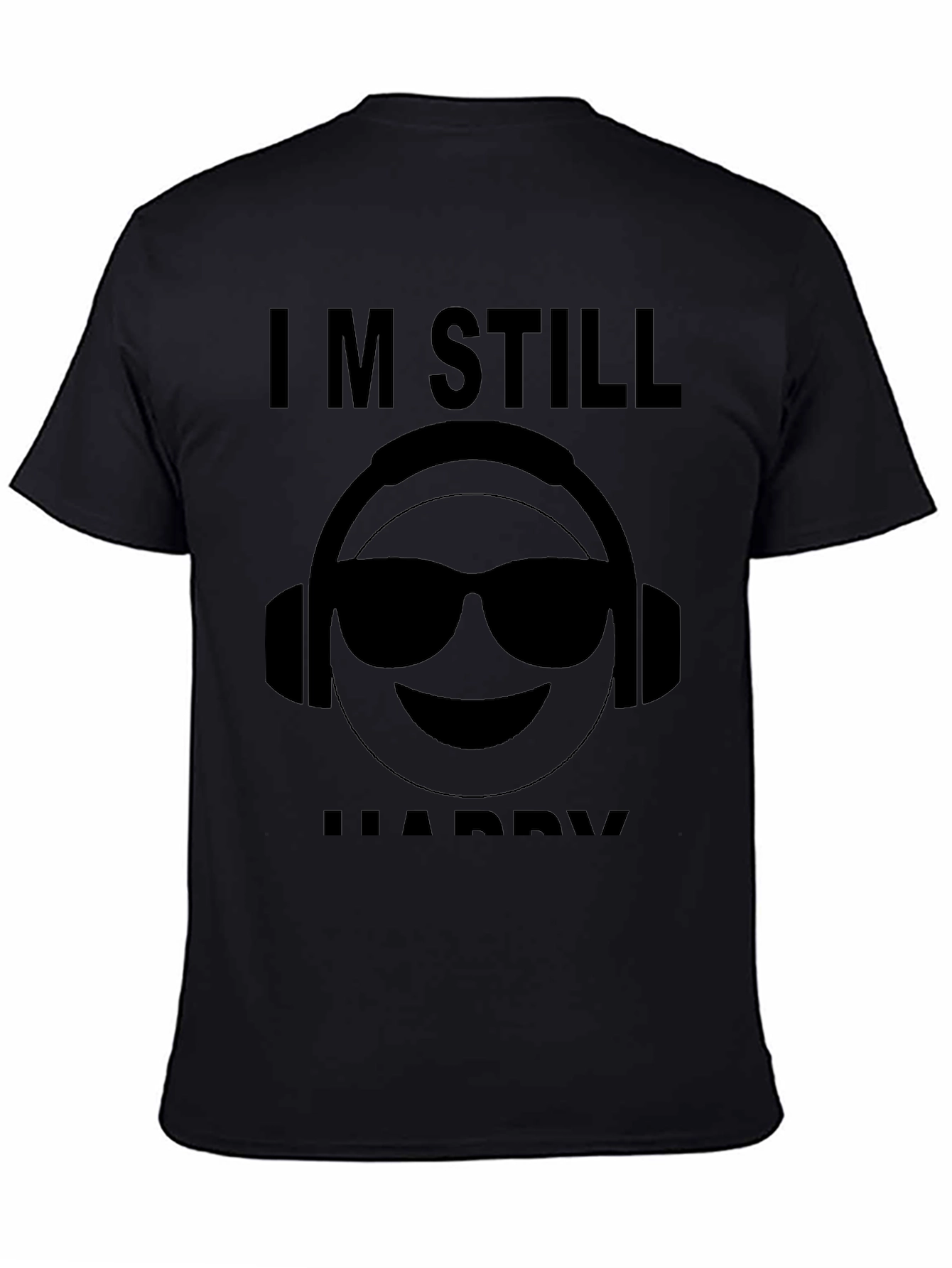 Camiseta Negra Im Still Happy con Emoji