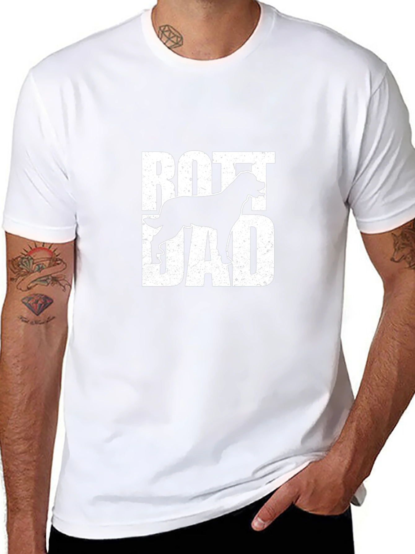Camiseta Hombre Rott Dad Negra - Diseño Dog Lover
