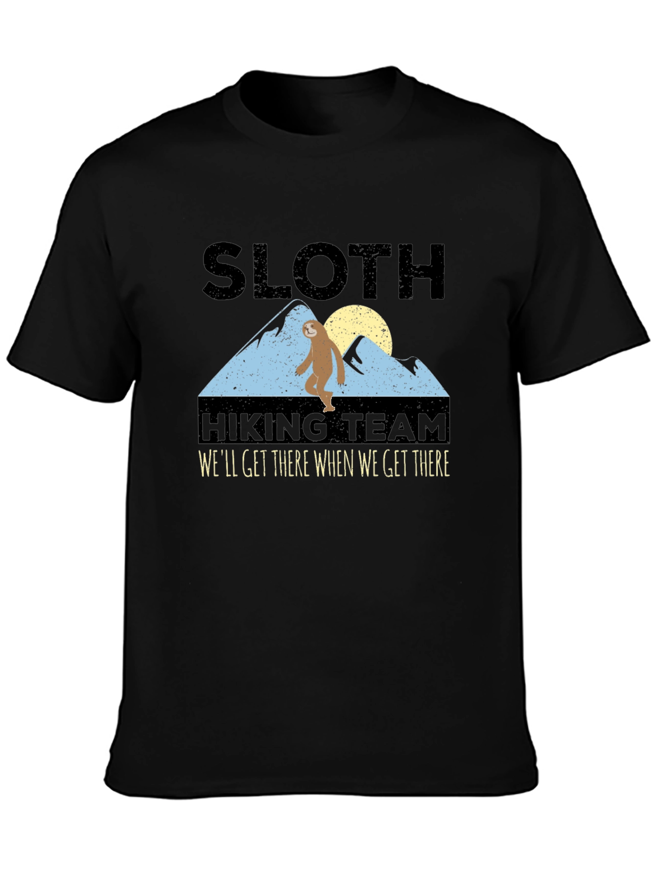 Camiseta Negra: Sloth Hiking Team