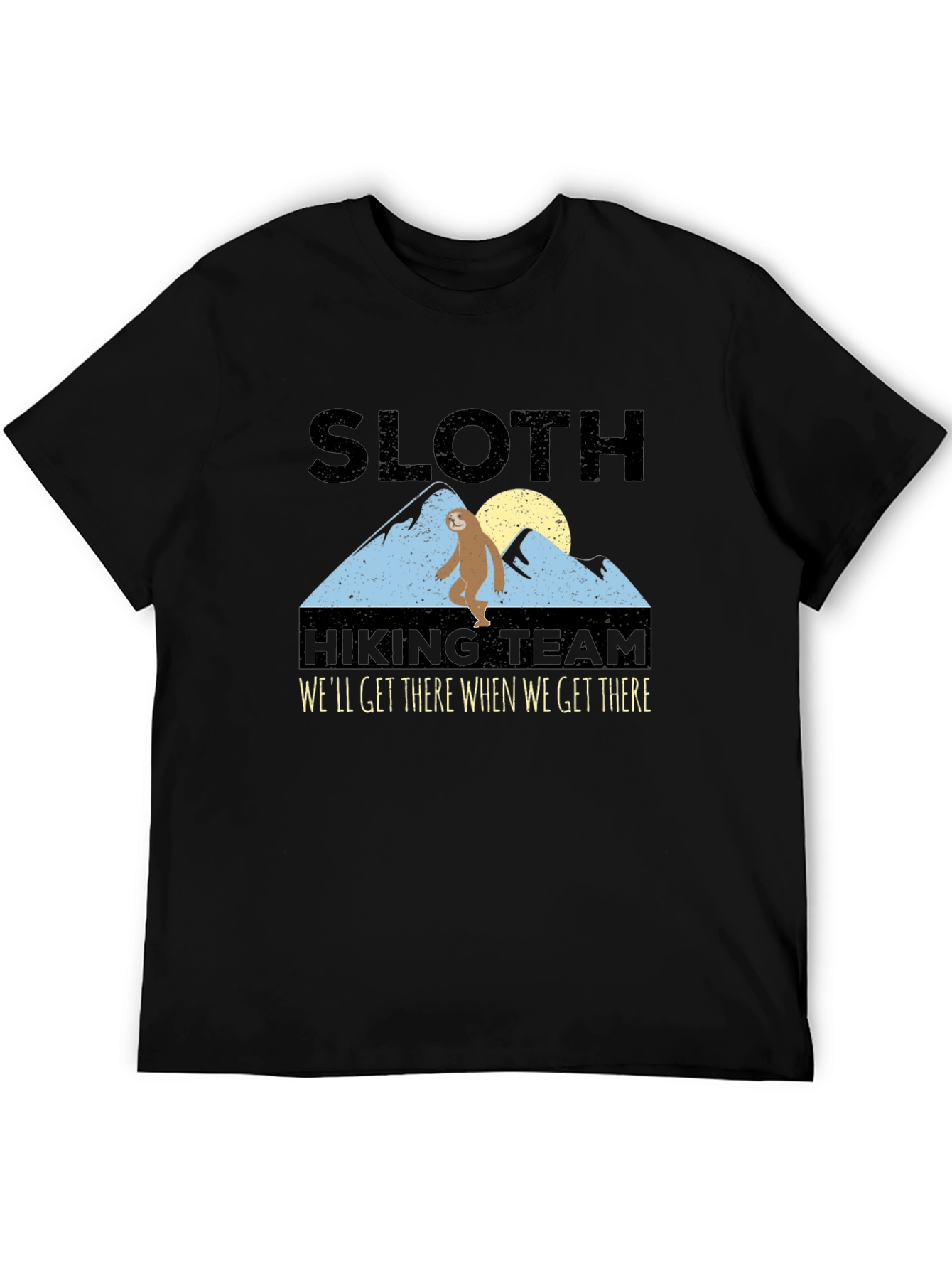 Camiseta Negra: Sloth Hiking Team