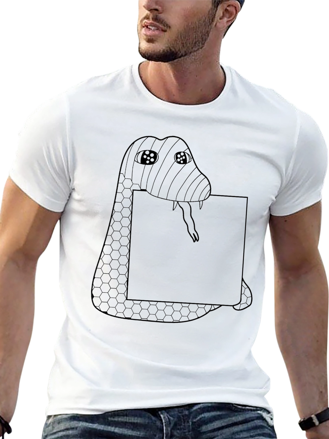 Camiseta Negra con Diseño de Serpiente Original