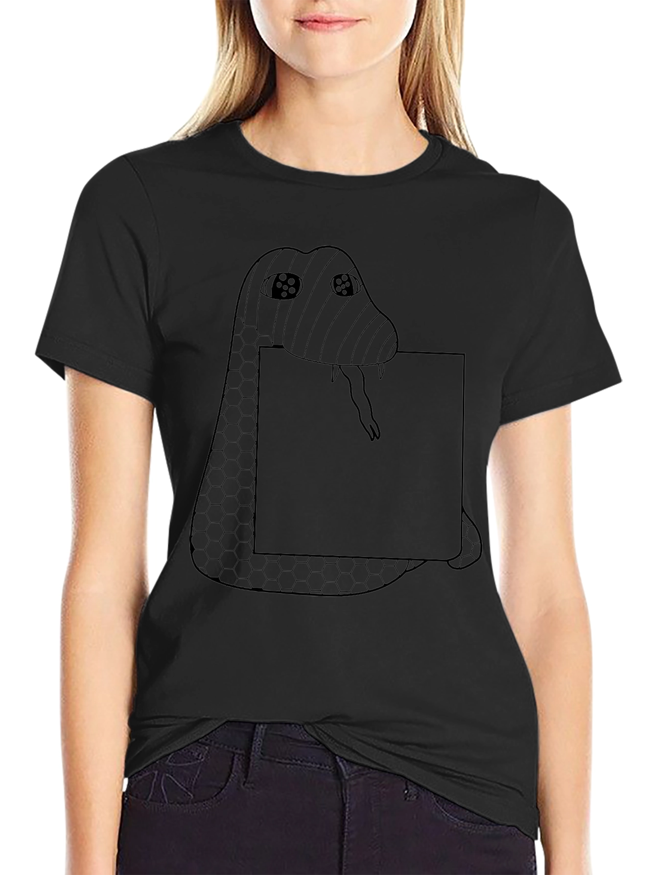 Camiseta Negra con Diseño de Serpiente Original
