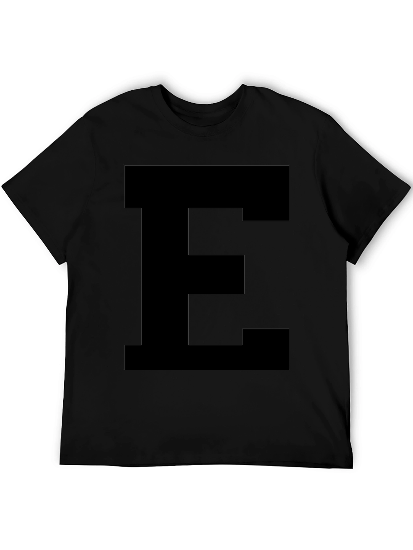 Camiseta Negra con Letra E Grande - Estilo Casual
