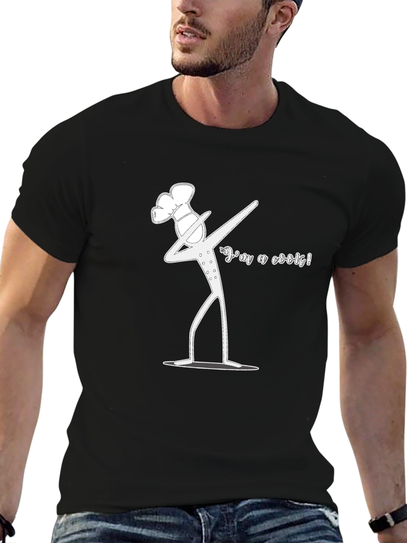 Camiseta Negra con Diseño de Chef Dab
