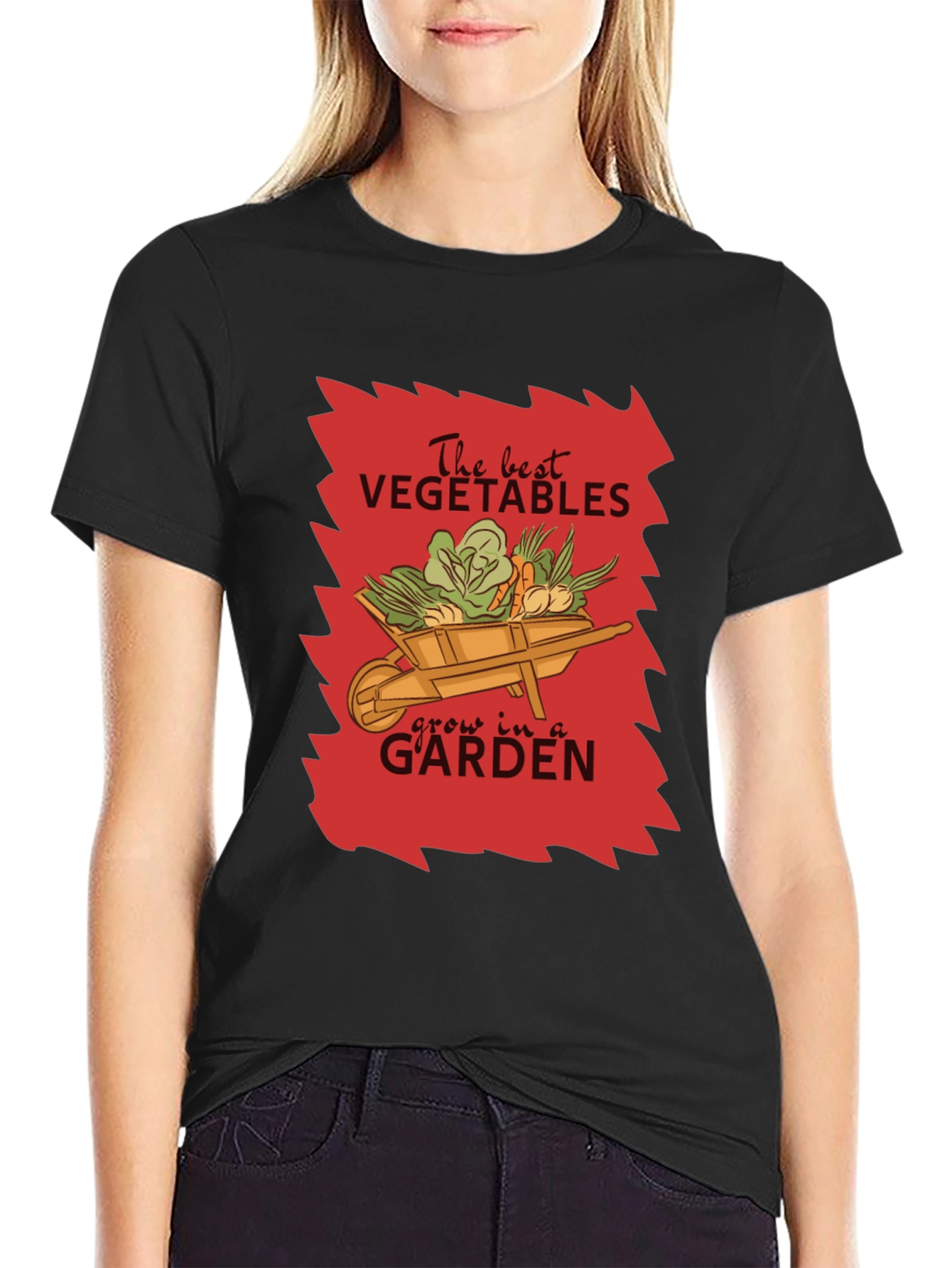 Camiseta Negra Jardinería The Best Vegetables